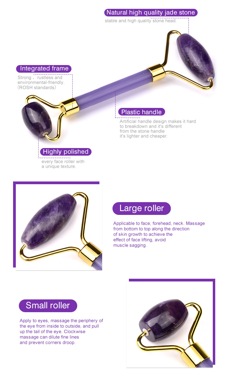 Amethyst Roller Massager to Massage The Face and Eye Jade.