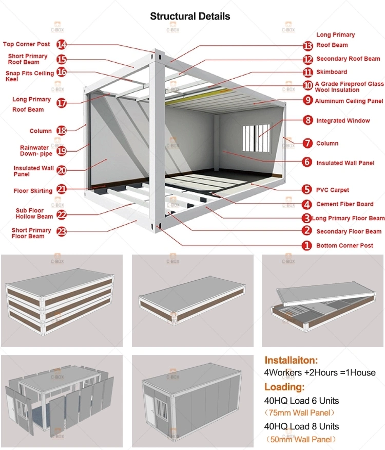 40FT Flat Pack Container House Restaurant Buildings Shipping Container House