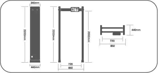 Single Zone Walk Through Body Temperature Testing Metal Detector Gate Body Scanning Machine