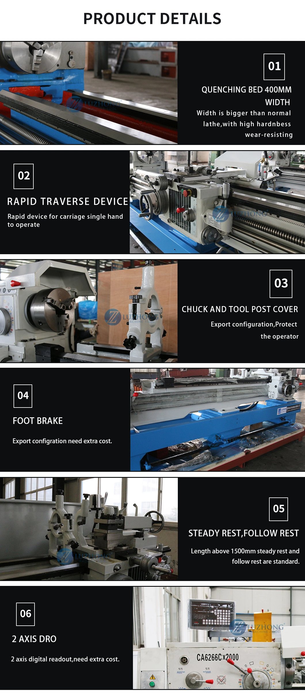 Gap Bed (CA6266) lathe tool horizontal metal torno universal lathe