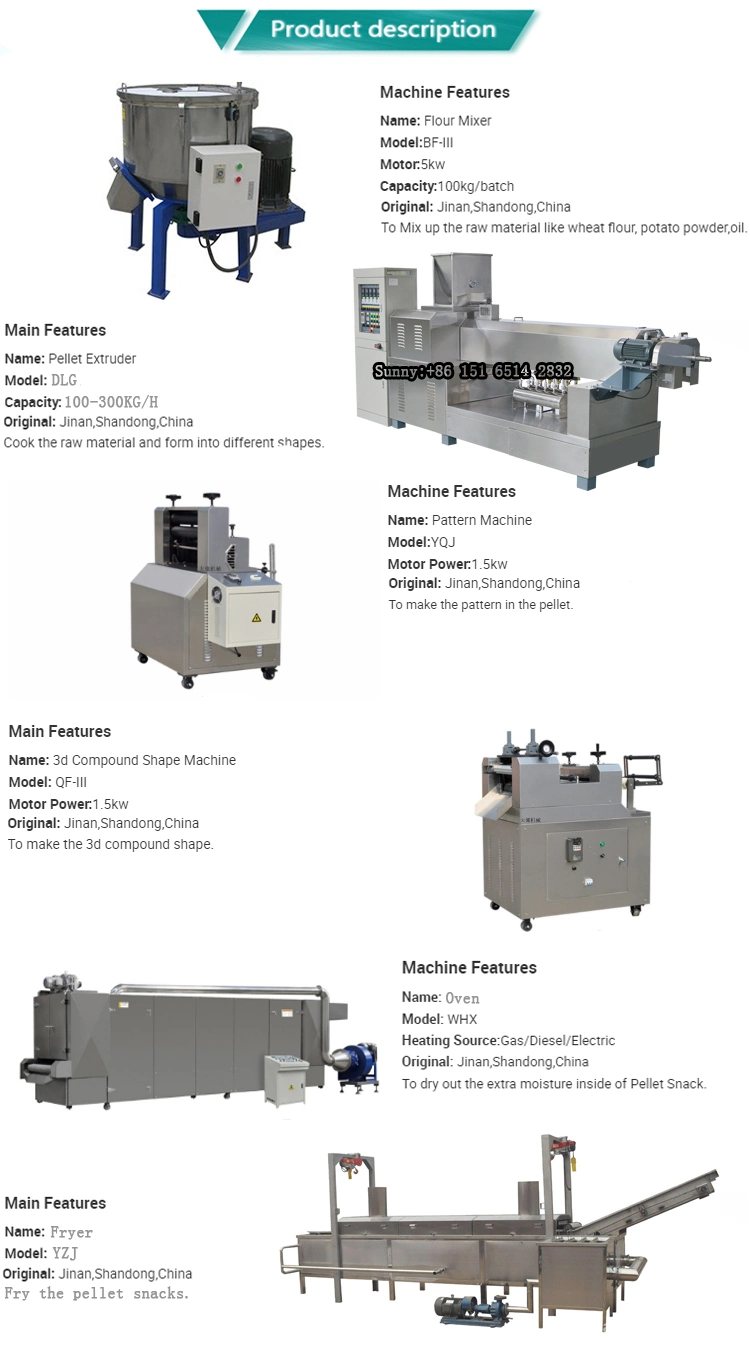 Automatic Factory Extruded Pellet Snacks Food Production Line/Manufacturing Equipment Plant