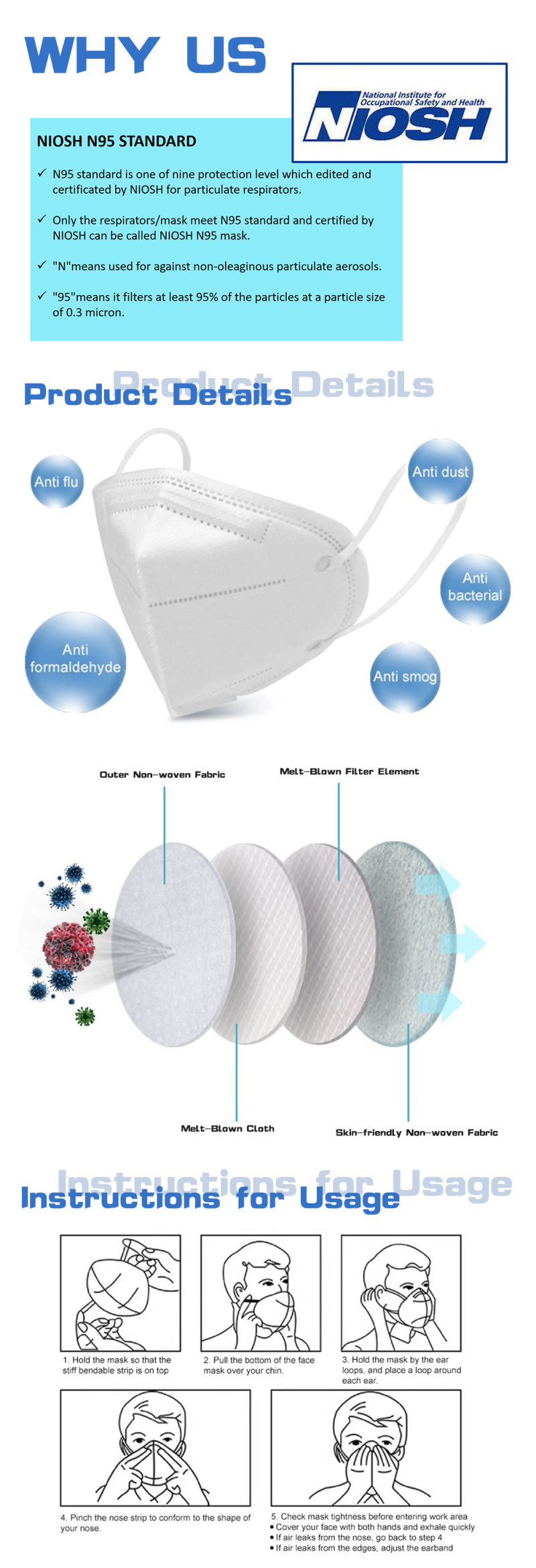 Anti Virus Surgical Medical Mask Respirator N99 Face Maske FDA Disposable Sanitary Mask