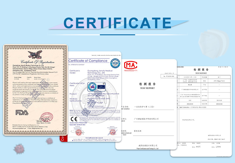 High Quality Disposable 3-Ply Nonwoven Face Mask with Elastic Ear Loop