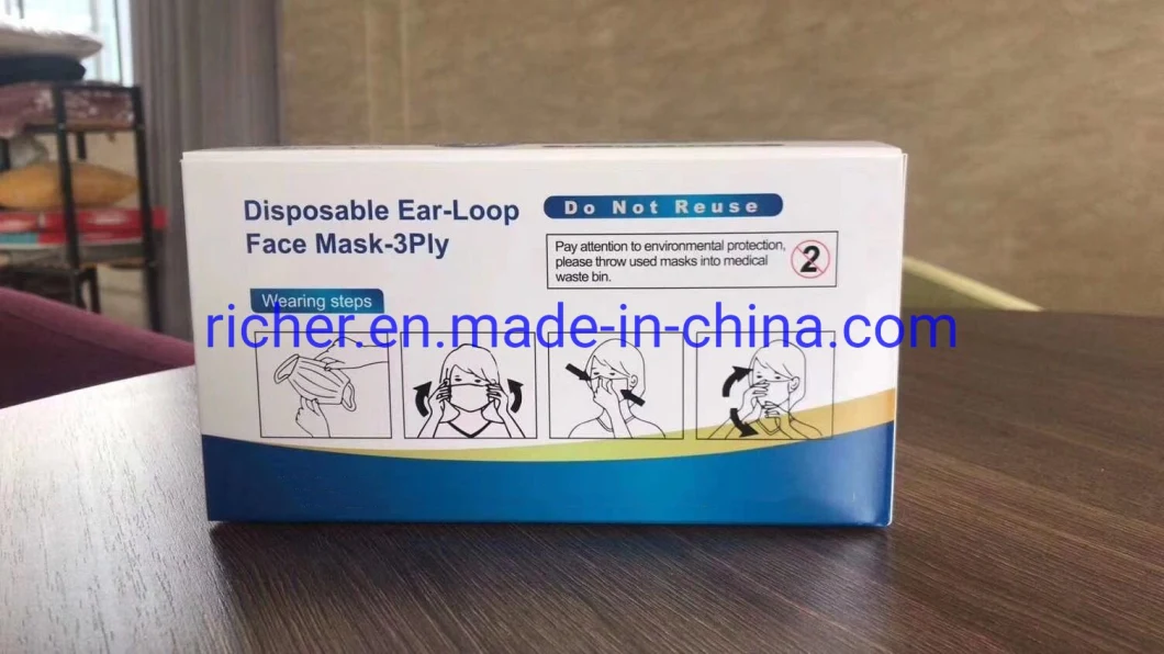 Disposable Face Mask Non-Woven 3 Ply Disposable Blue Face Mask Face Mask Earloop
