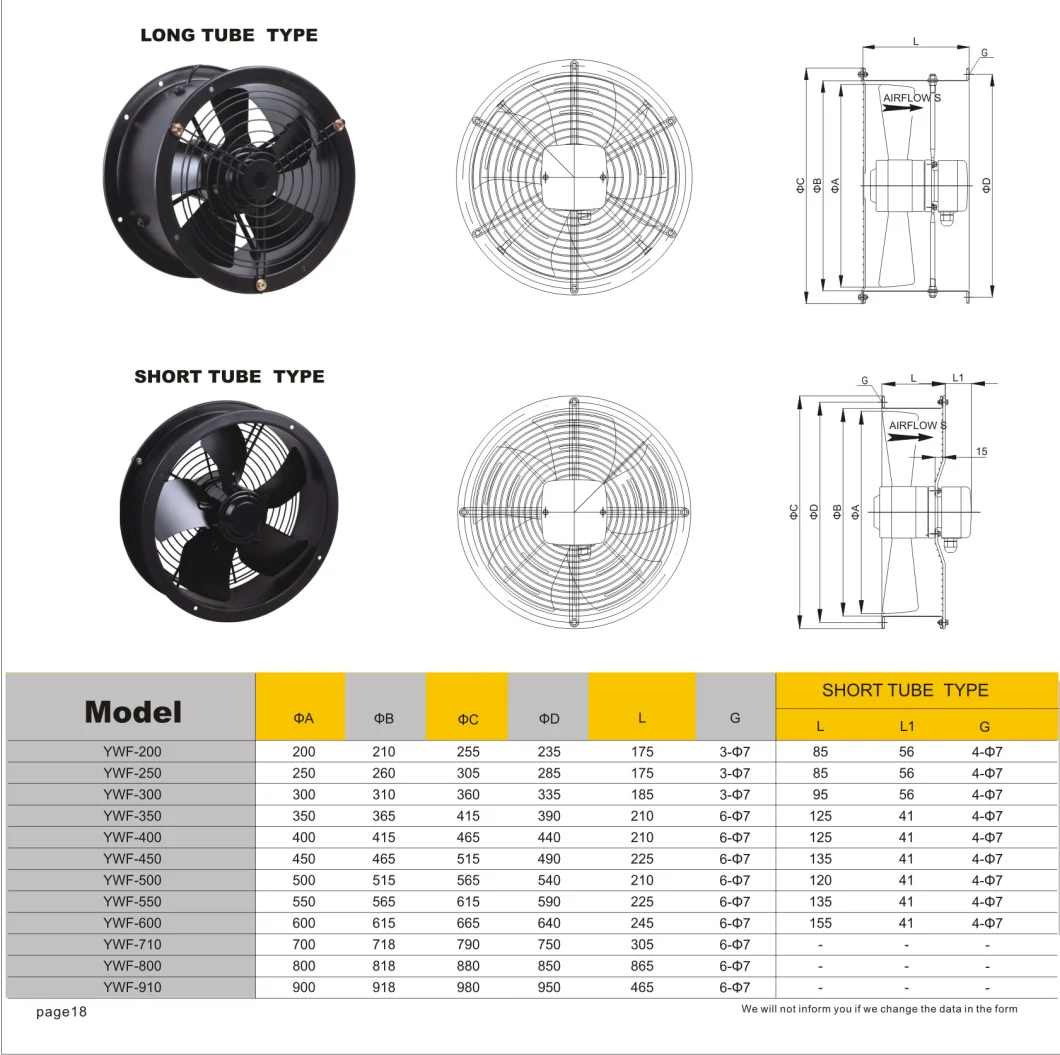 Cast Iron Blade Strong Wind Ducting Fan 220V Single Phase 16