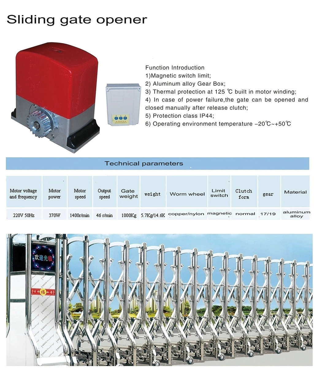 Mingnaio Sliding Gate Motor Sliding Door Operator Auto Gate Electronic Door Operator 