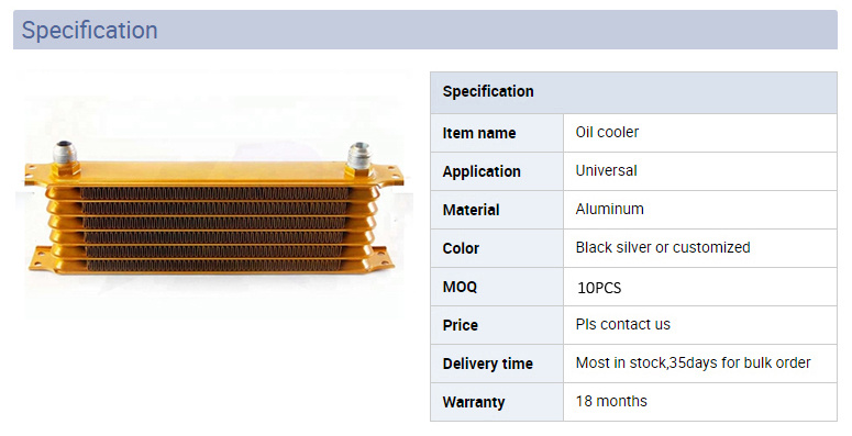 Universal Aluminum Gold 7 Row An10 Trust Transmission Oil Cooler