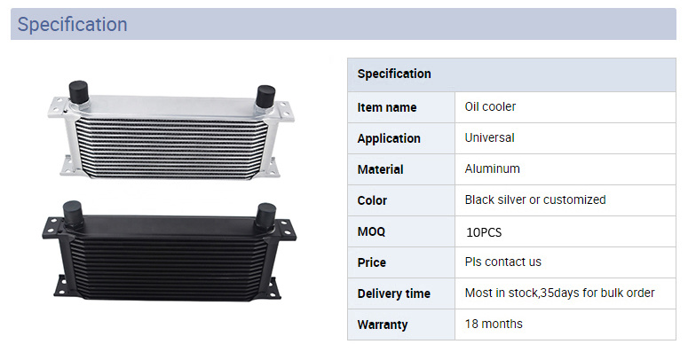 Universal British Type 16 Rows An10 Radiator Oil Cooler