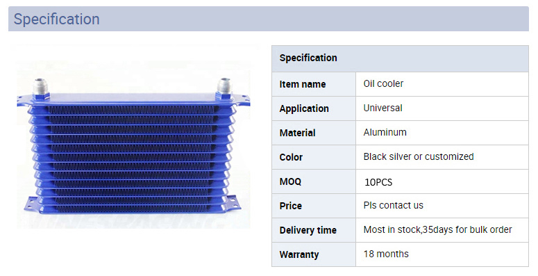 Universal 13 Row Aluminum 10an Turbo Engine Transmission Oil Cooler Blue