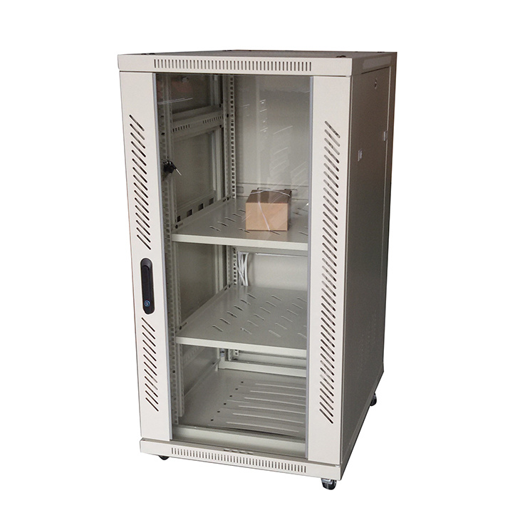 19"Server Rack Cabinet with Glass Door on Wheels