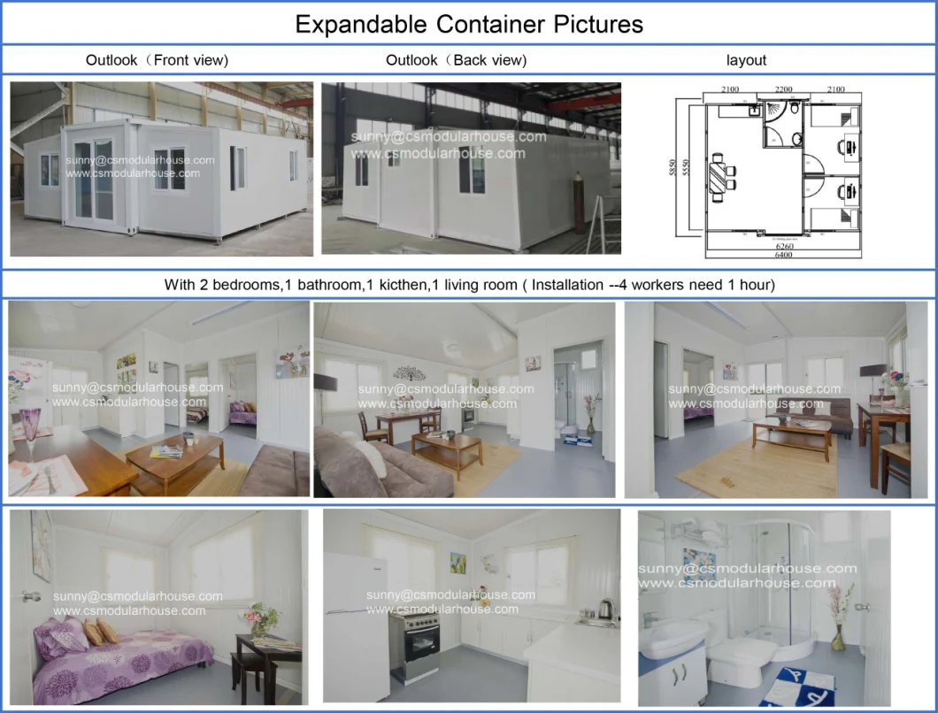 Container House as Worker Home/Modular Dormitory/Prefab Worker Room with Air Conditioner/Toilet