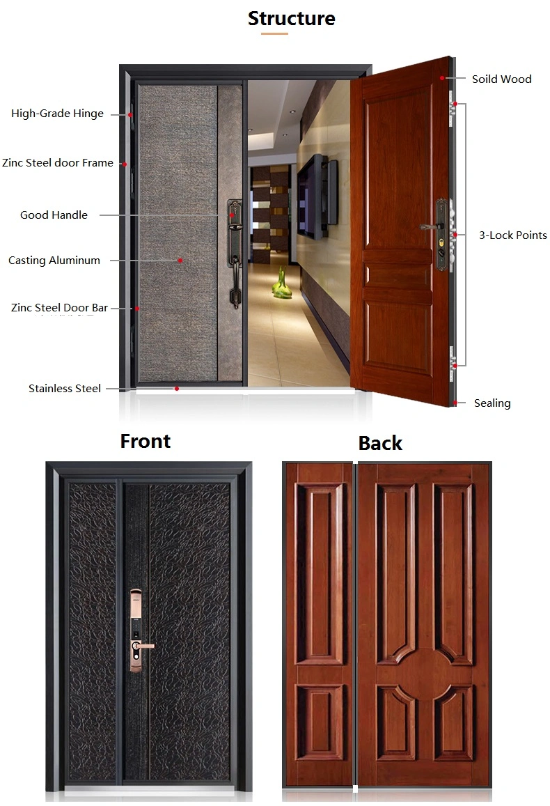 Hot Sale Modern Design Casting Aluminum Single Armored Door for House Entrance