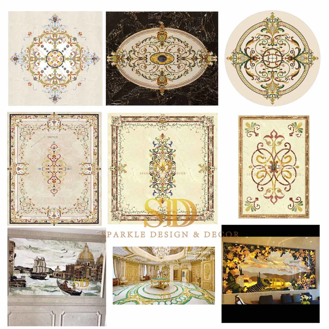 Villa/House Interior Decoration Round Marble Foyer Medallion with Borders for Entrance