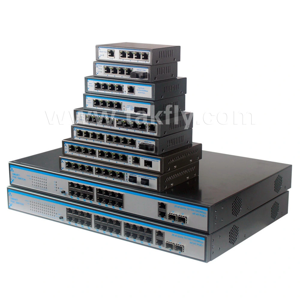 8 Ethernet Ports Poe Network Switch with 2 Gigabit Fiber Ports