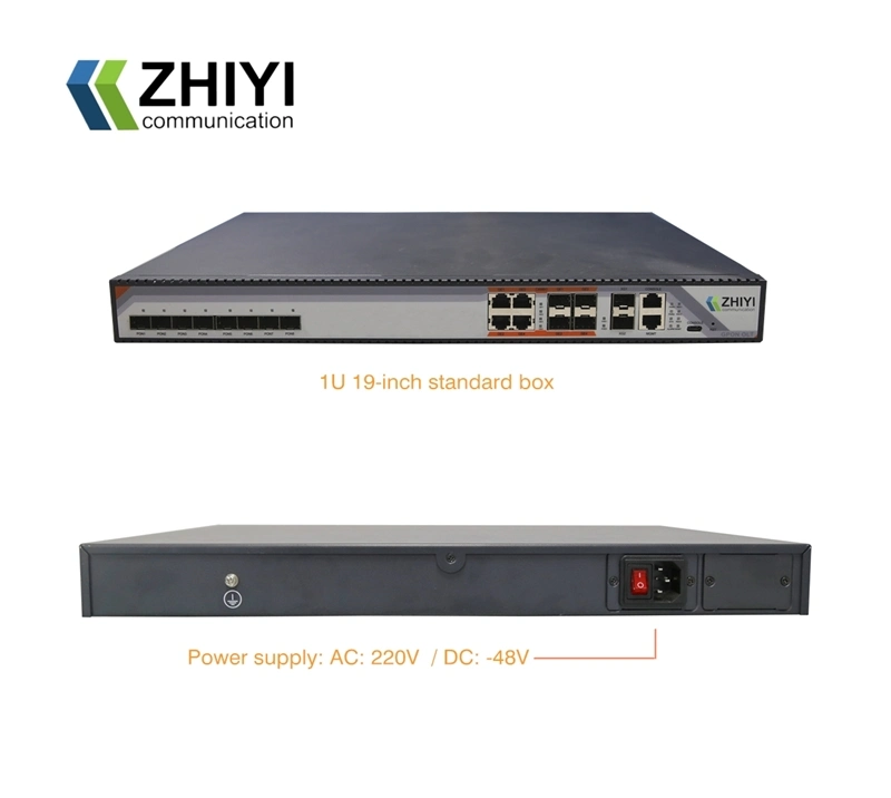 Gpon Olt 8 Pon Ports, 2 Uplink 10-Gigabit, Class C++ Module, DC/AC Power Supply, Compatible Huawei /Zte/ Fiberhome ONU