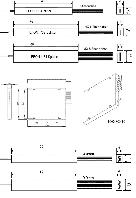 Gpon Epon ONU 1X2 Optical Splitter 1X8 PLC Splitter with Cheap Price