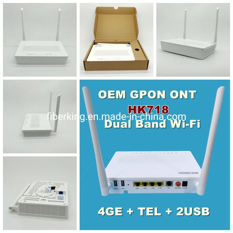 OEM Gpon Ont ONU Dual Band AC1200 WiFi HK718 FTTH