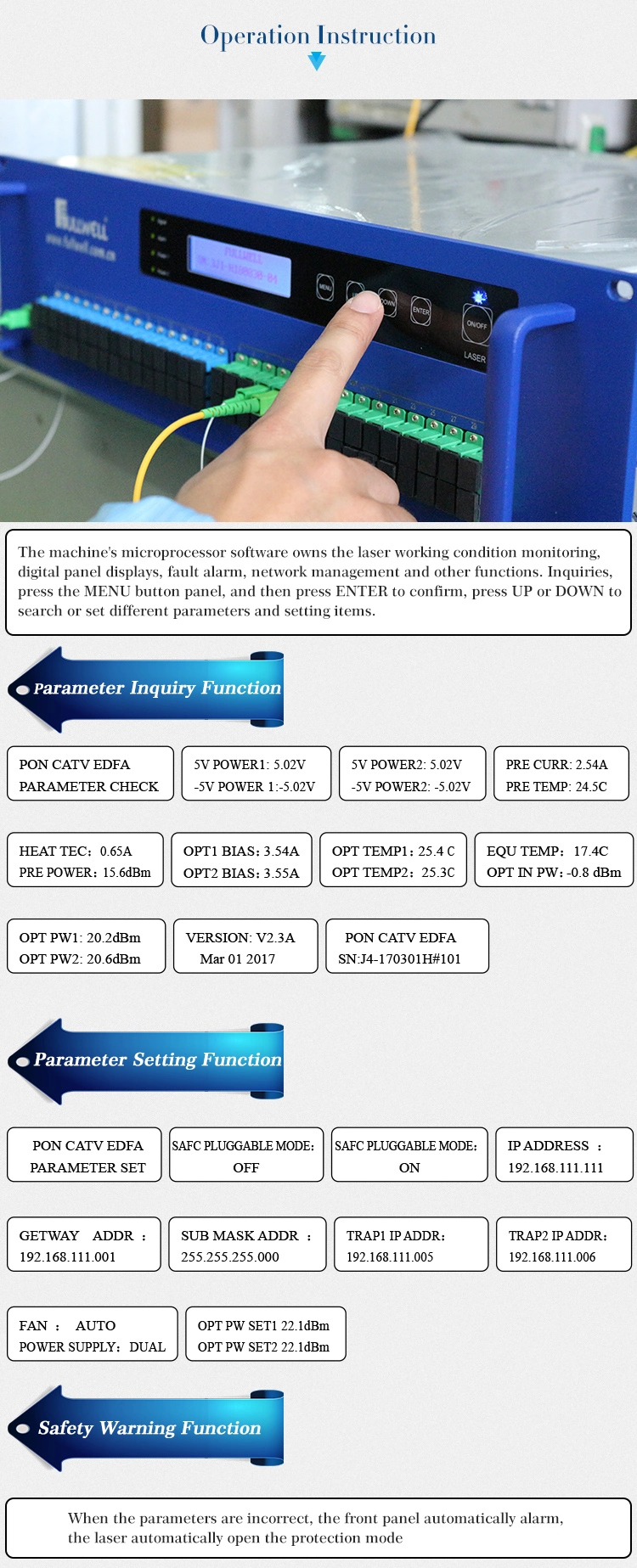 FTTX Multi-Port Pon CATV Wdm EDFA, Compatible with Huawei Olt/ONU