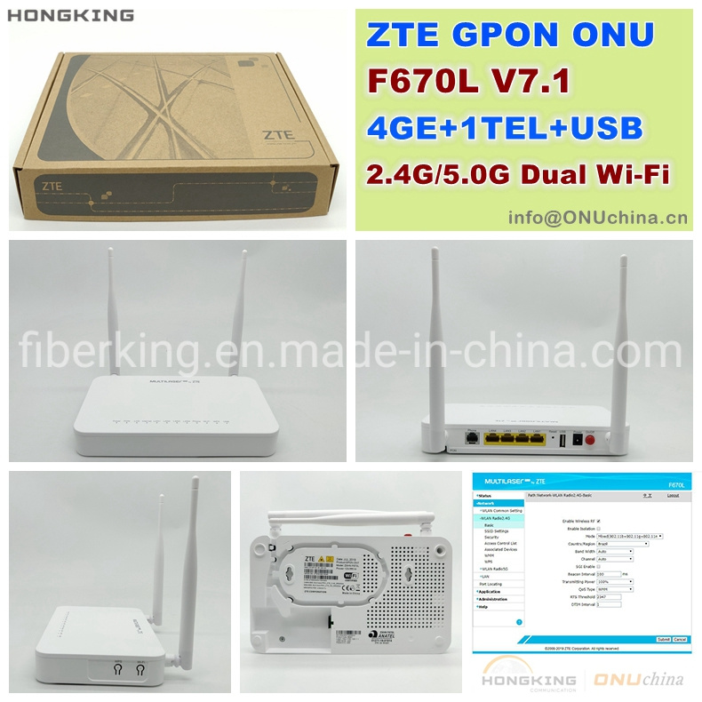 Gpon ONU Router F670L Dual Band WiFi Optical Network Terminal