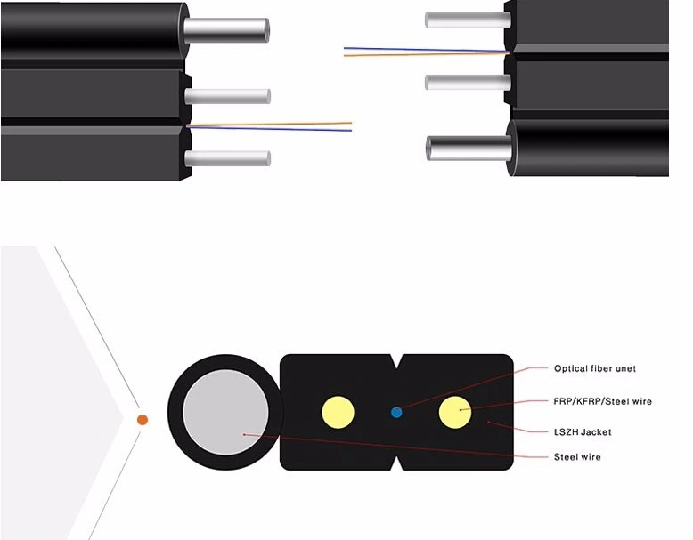 ONU G657A 1 core drop cable GJYXCH Drop Flat Fiber Cable