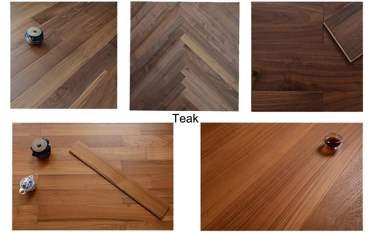 Dark Black Wire Brushed Herringbone Wood Flooring