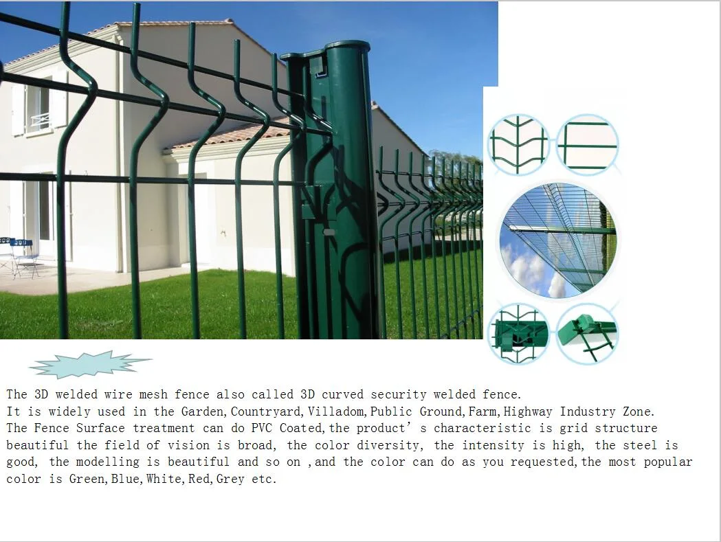 Portable Low Price Rodent Proof 3D Curved Motor Way Green PVC Coated Galvanized Bending Wire Mesh Fence