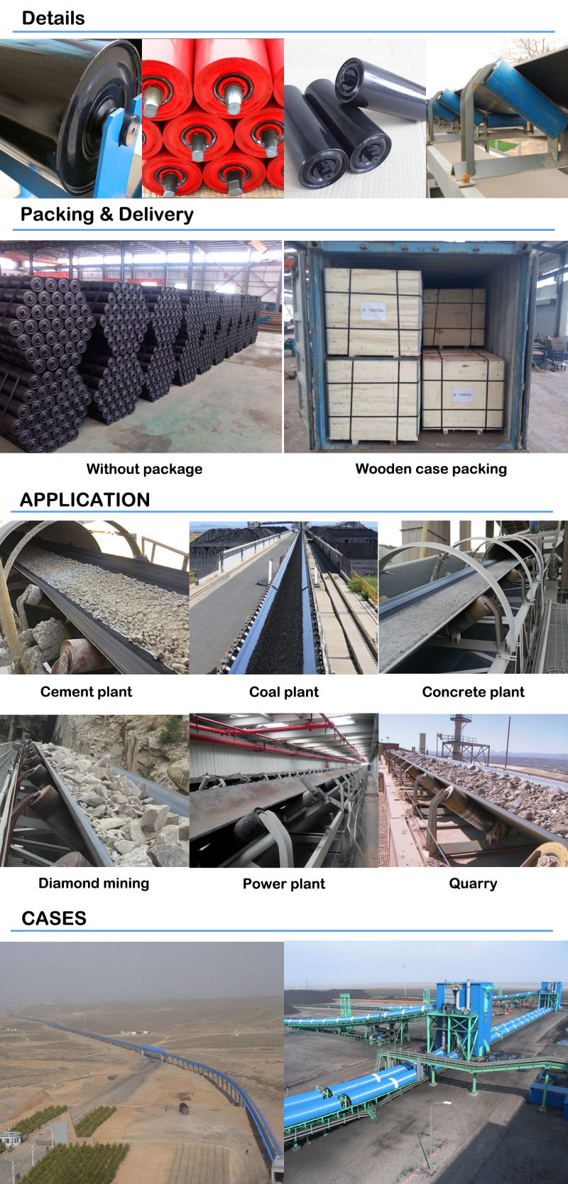 Long Distance Conveyor Bulk Steel Idler Conveyor Roller