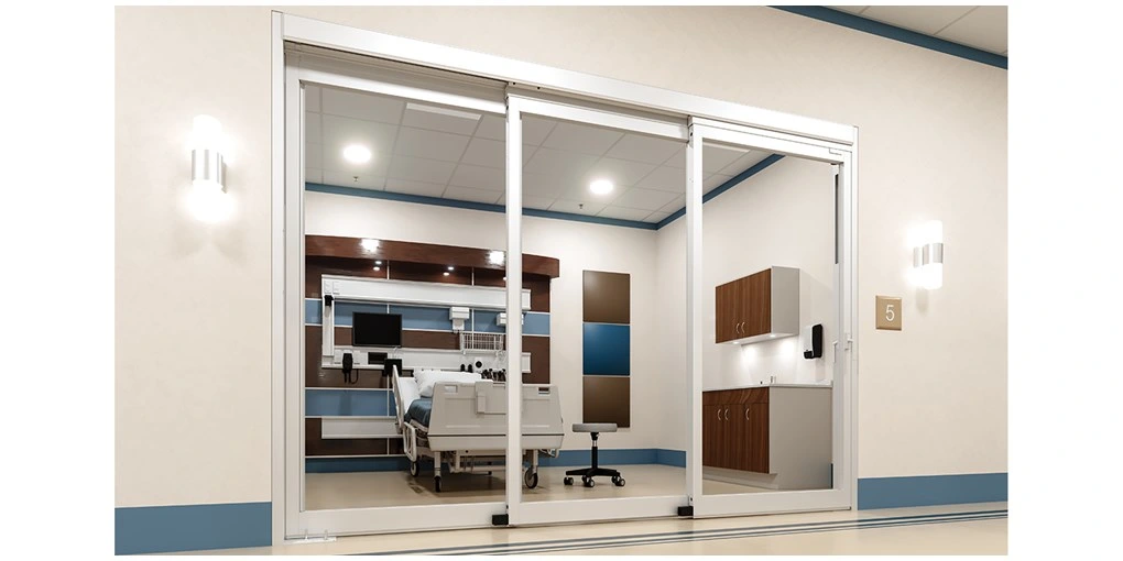 Automatic Sliding Door 2X150kgs Capacity, Dual Leaf Glass Door, Aluminum Frame Glass Sliding Door