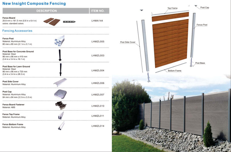 Wood Grain WPC Wood Plastic Composite Fence Made in China