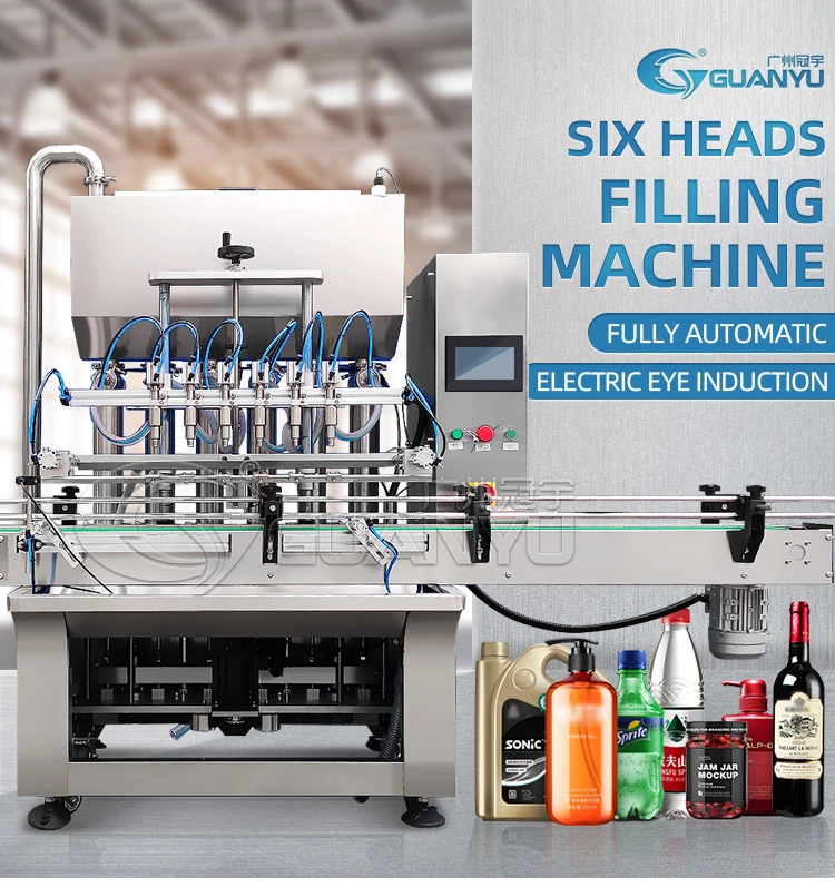 Professional Full Automatic 6-Nozzle Filling Machine Liquid Filling Machine of Detergent Lotion Shampoo Jam