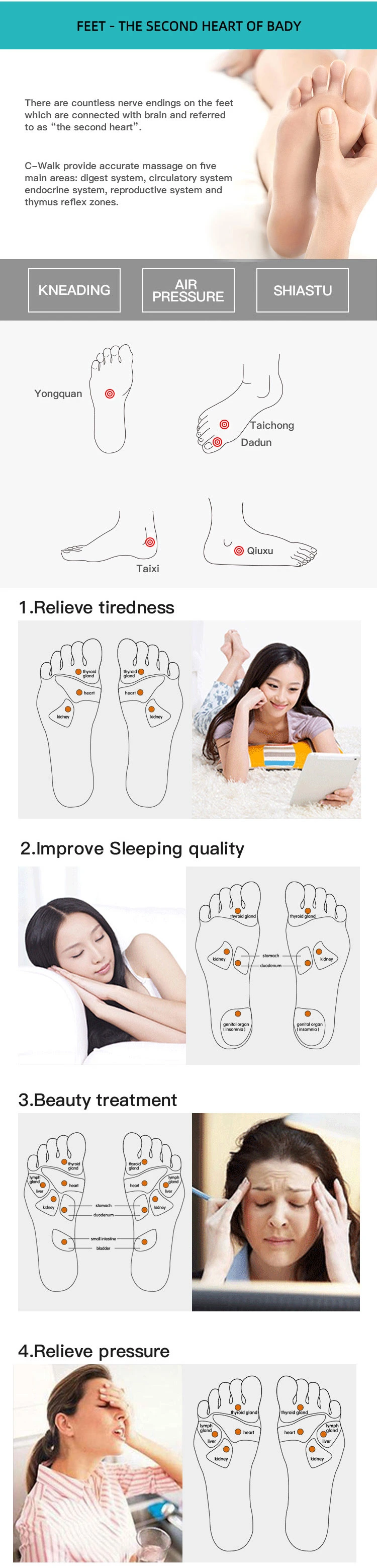 Portable Electric Vibrating Blood Circulation Foot Massage Machine Massager Shiatsu Foot Device