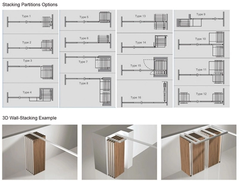 Light Weight Office Partition Walls / Aluminum Frame Folding Conference Room Partitions with Doors