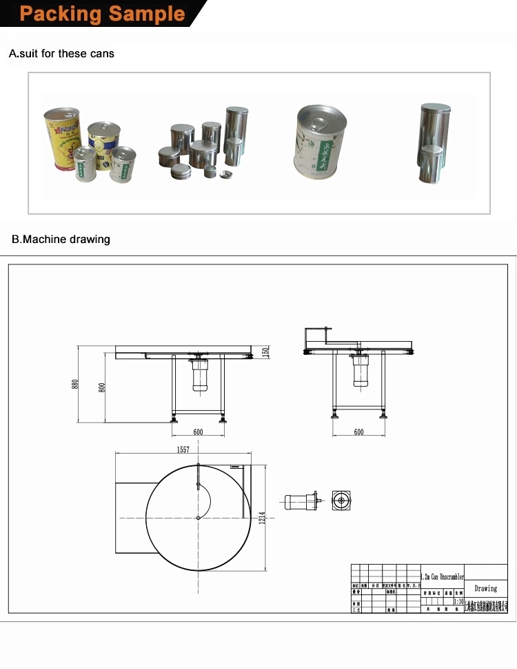 304 Stainless Steel Automatic Bottle Sorting Arranging Machine / Bottle Unscrambler for Canning Line