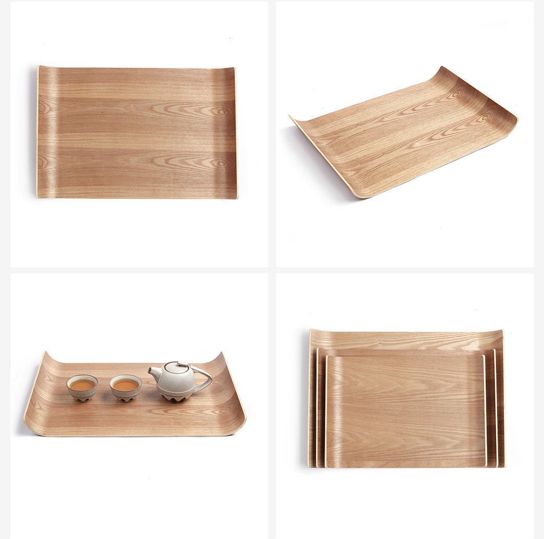 Black Walnut Hotel Plywood Coffee Cake Luxurious Food Kitchenware Serving Tray for Restaurant