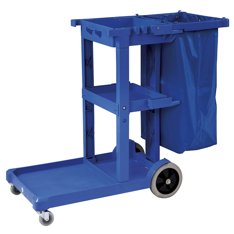 Hotel Commercial Cleaning Equipment Plastic Trolley Janitorial Cart Without Cover