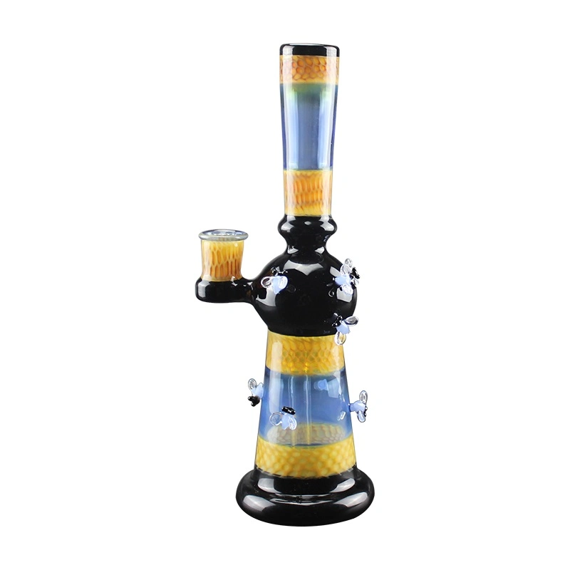 2020 New Design Glass Water Pipe with Honeycomb and Bees Glass Smoking Pipes with Good Function