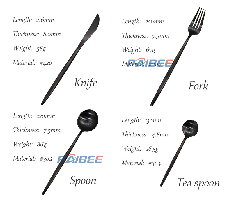 Paibee Cutlery Gold Restaurant Knife & Fork Wedding Cutlery Wholesale Cheap Dishware Stain Steel