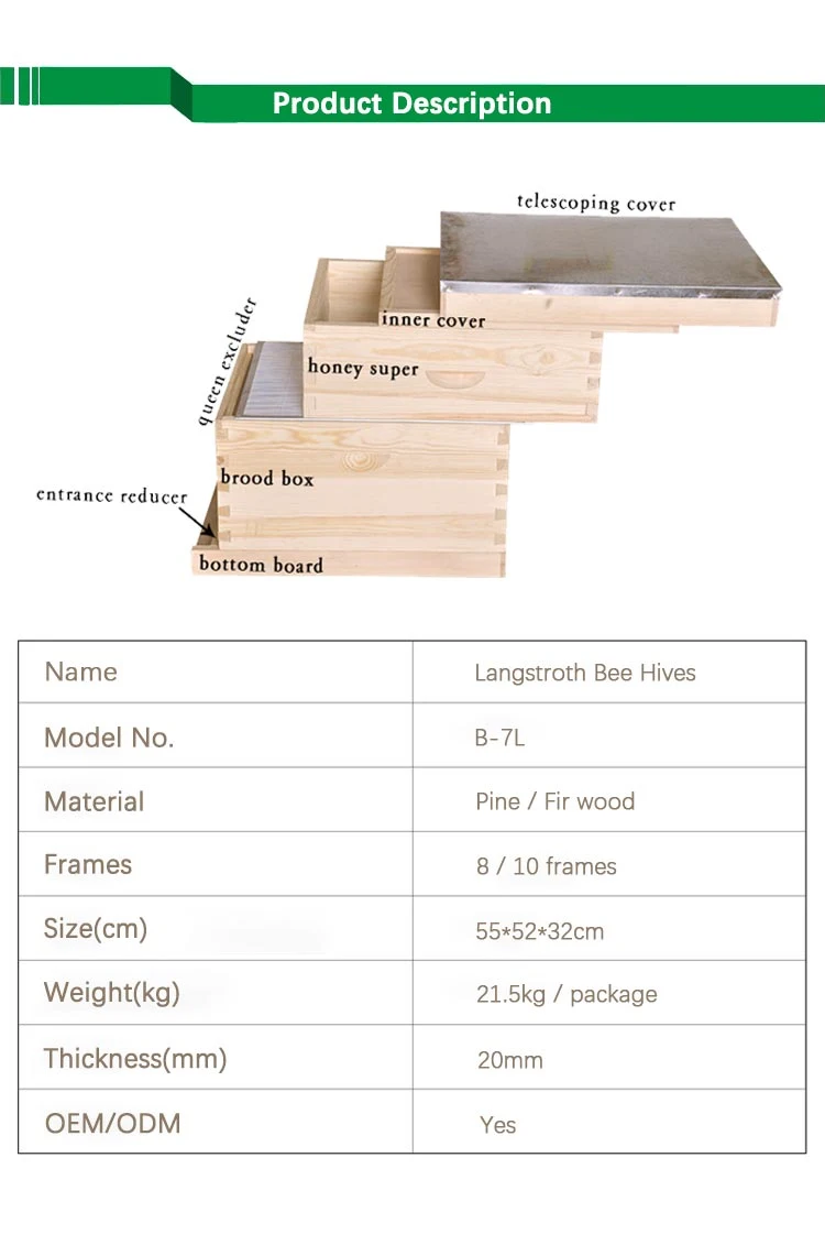 Bee Keeping Langstroth Beehive Wooden Hive for Bees