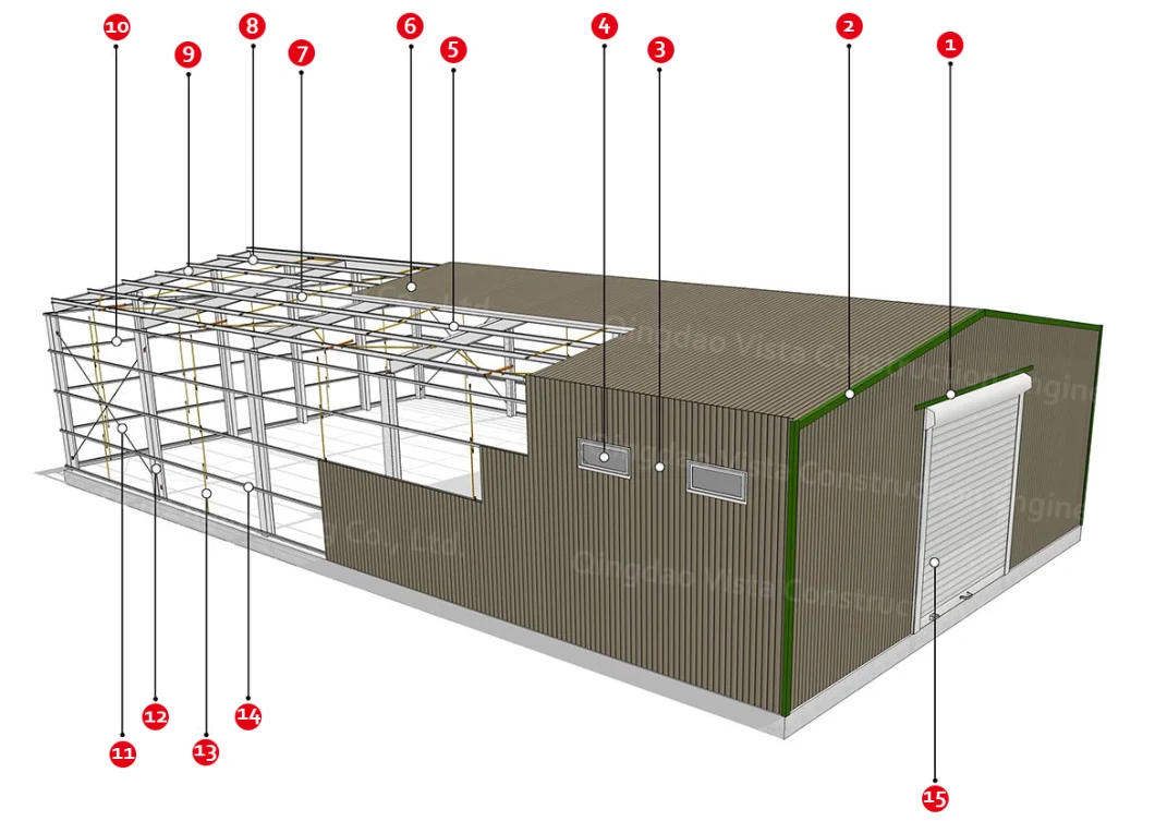 Industrial Commercial Prefabricated Galvanized Fire Proof Sandwich Panel Big Galvanized Light Steel Structure Storage Shed Warehouse Workshop