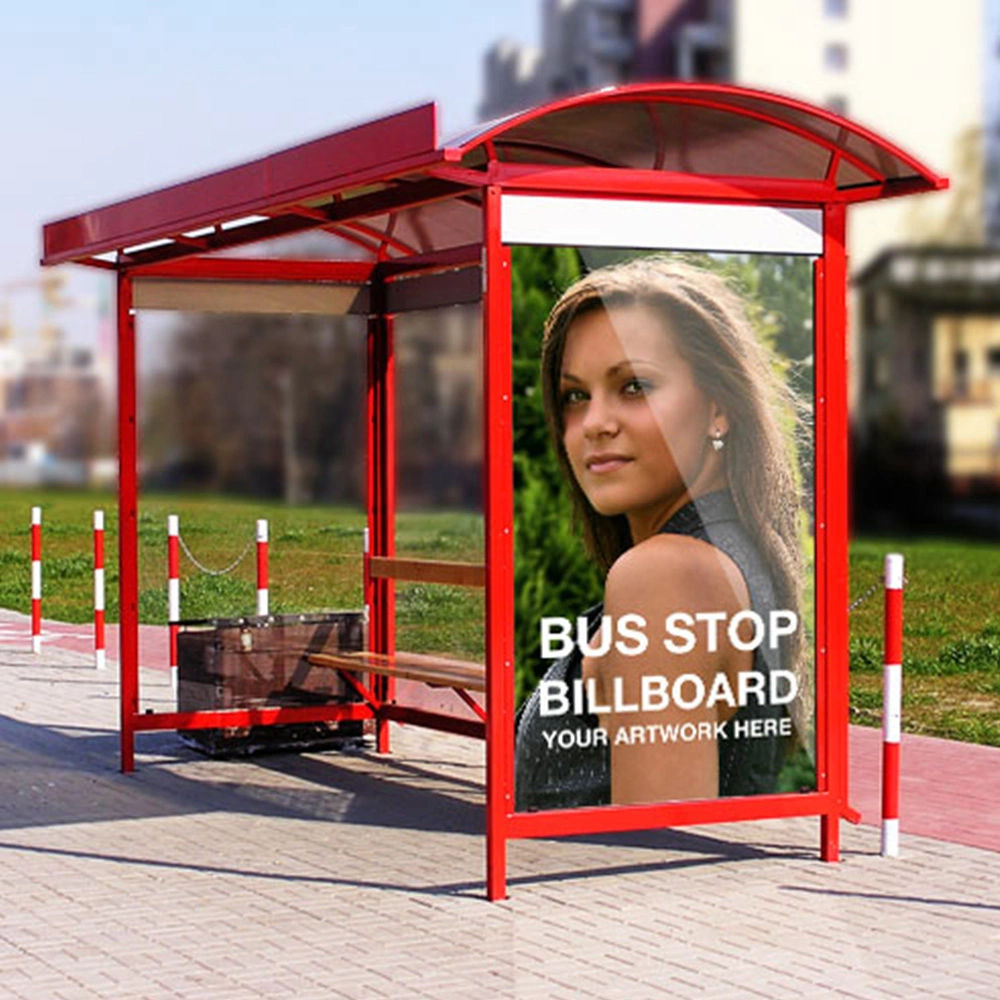 Advertising Bus Stop Shelter-Modern Solar Metal Support