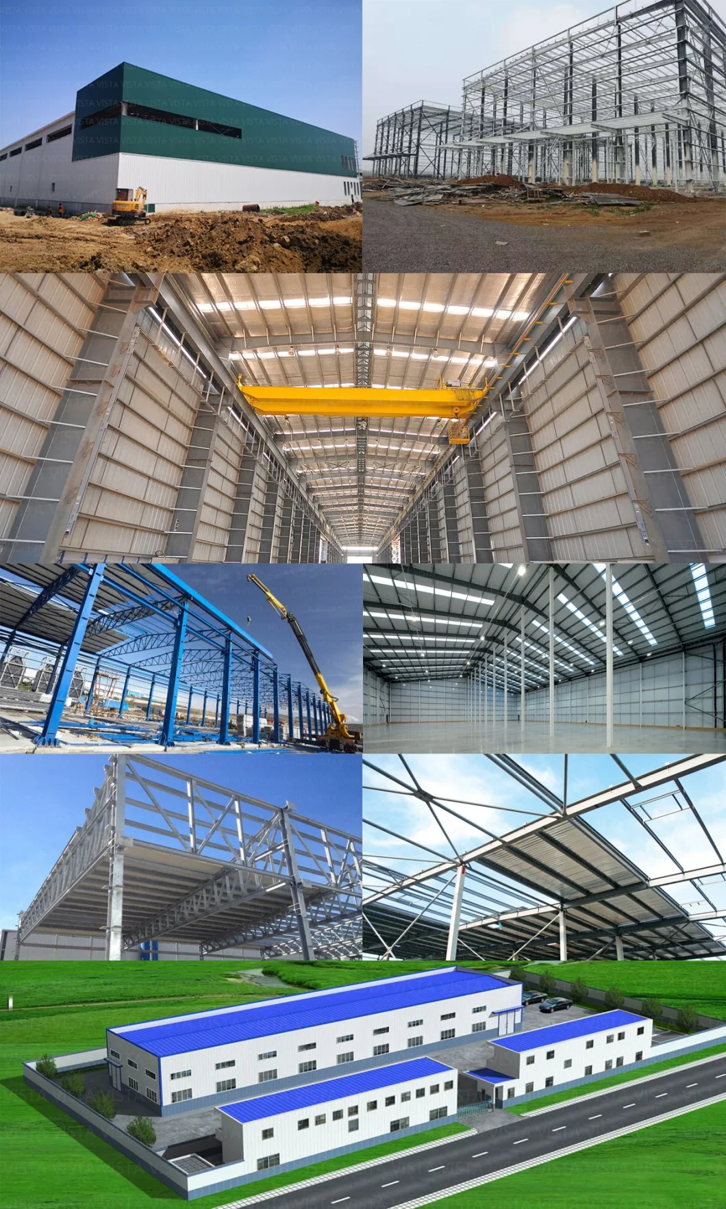 Industrial Commercial Prefabricated Galvanized Fire Proof Sandwich Panel Big Galvanized Light Steel Structure Storage Shed Warehouse Workshop