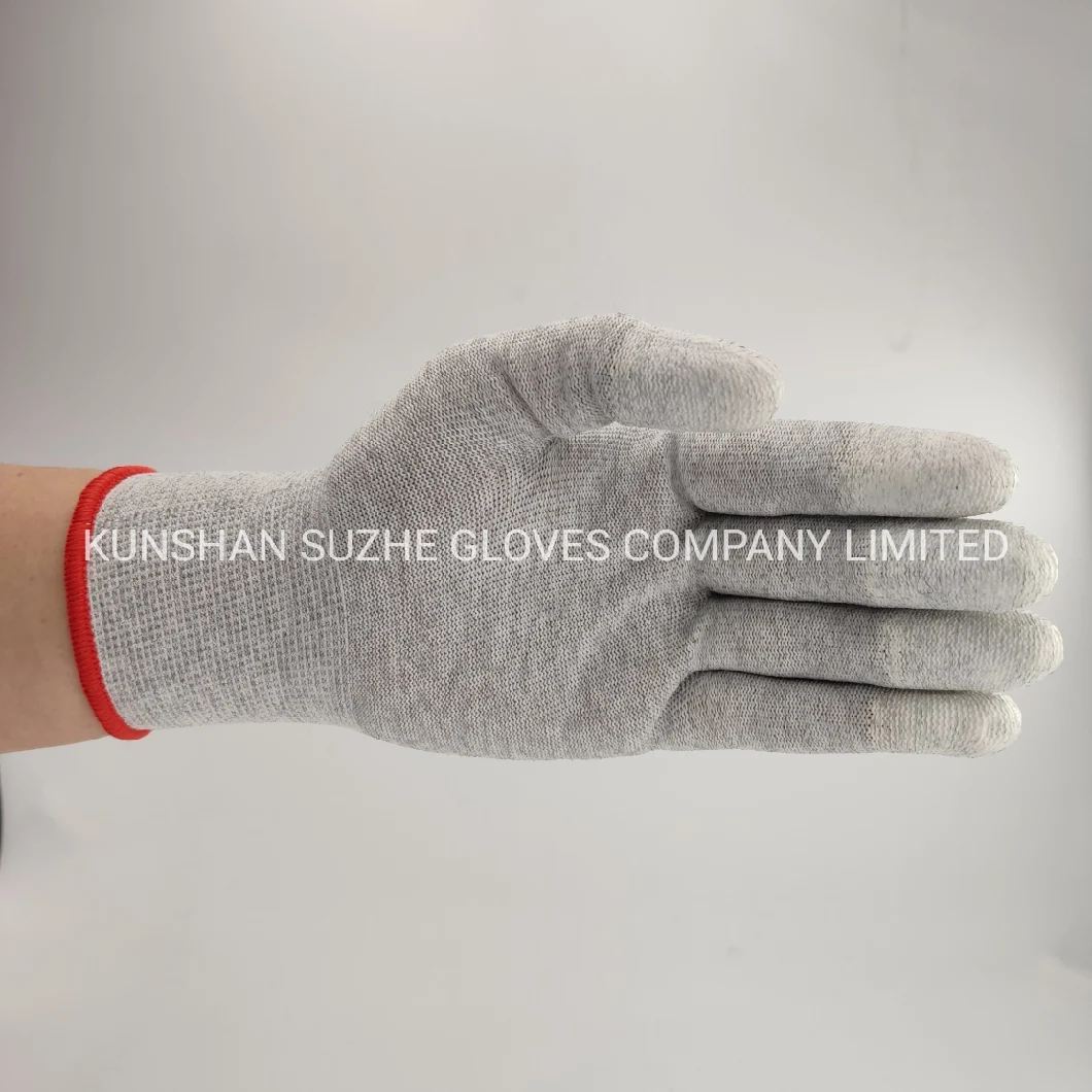 ESD Anti-Skid Anti-Static Carbon Fiber Knitted Liner PU Coated Top Fit Work Gloves