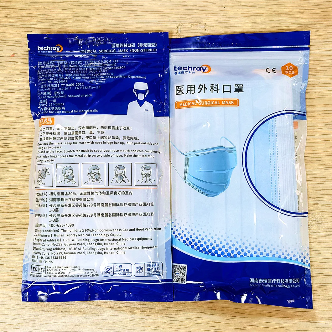 Medical Fabric Mask with Non-Woven Fabrics and Melt Blown Fabric of Bfe 99%