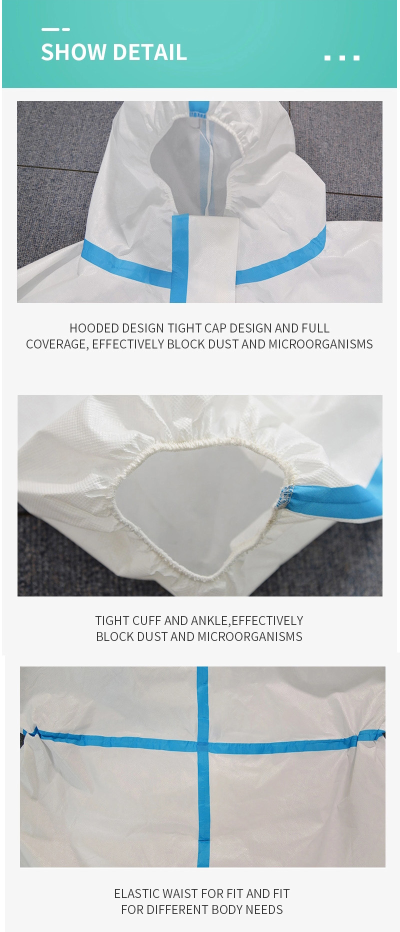 Anti-Bacterial Microporous Nonwoven Fabric Protection Clothing Non-Woven