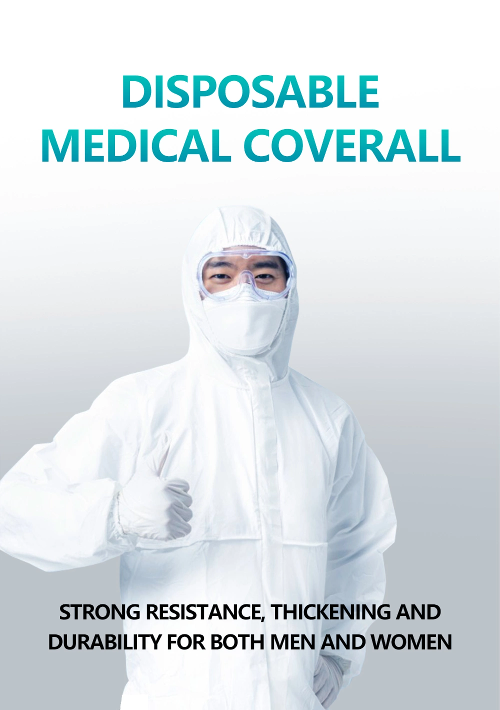 Disposable Nonwoven Microporous Film Laminated Coverall with SMS Fabric Back