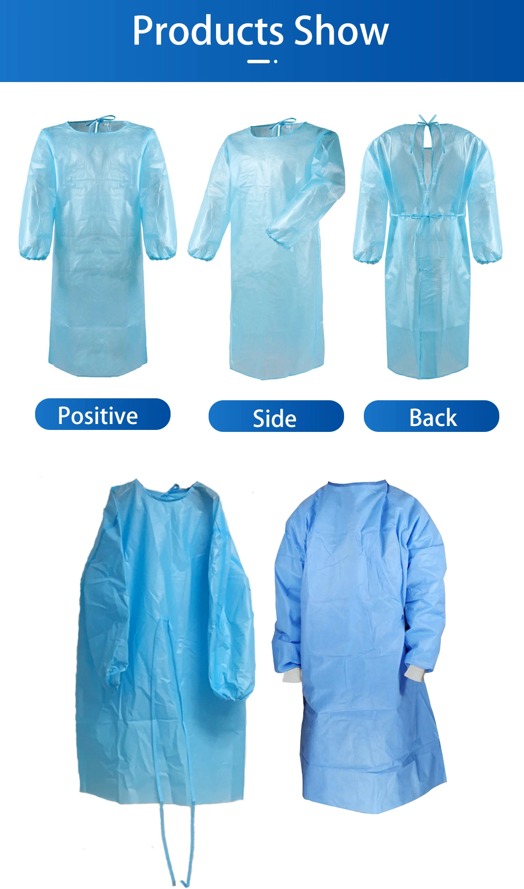 Manufacturer Non Woven Protective Clothing/Disposable Isolation Nonwoven Gowns/Protective Isolation Gowns