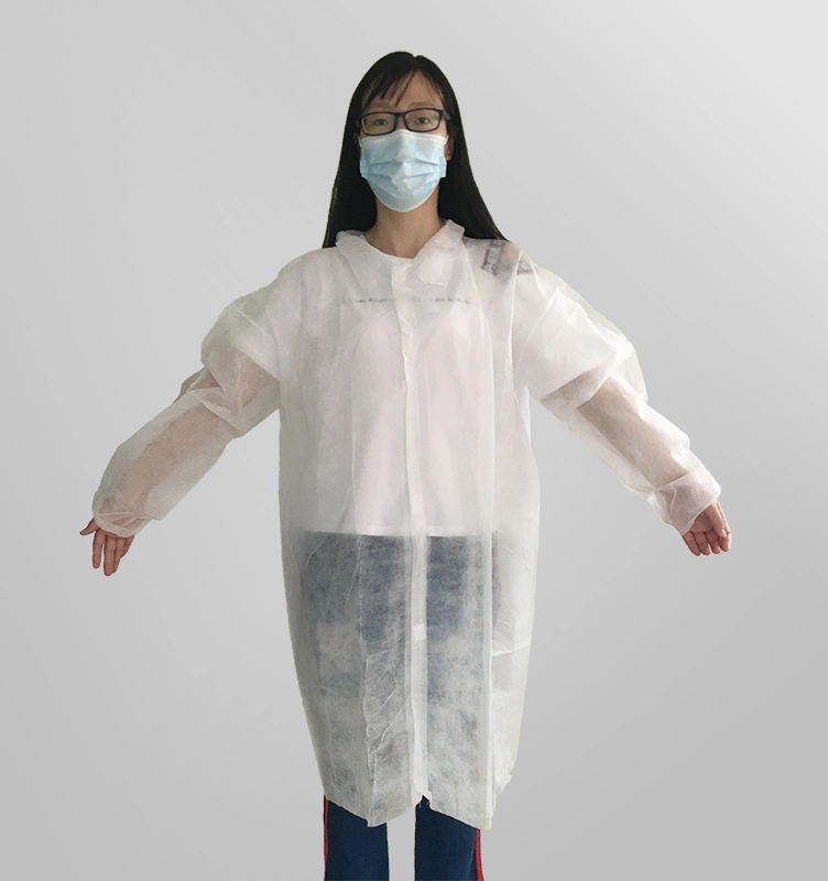 Nonwoven PP/SMS Lab Coat with Elastic Cuffs Disposable Work Uniform