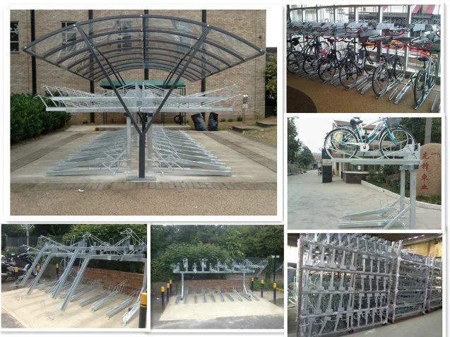 Space Saving Galvanized Mountain Bike Side Stand Double Deck Parking Bike Rack