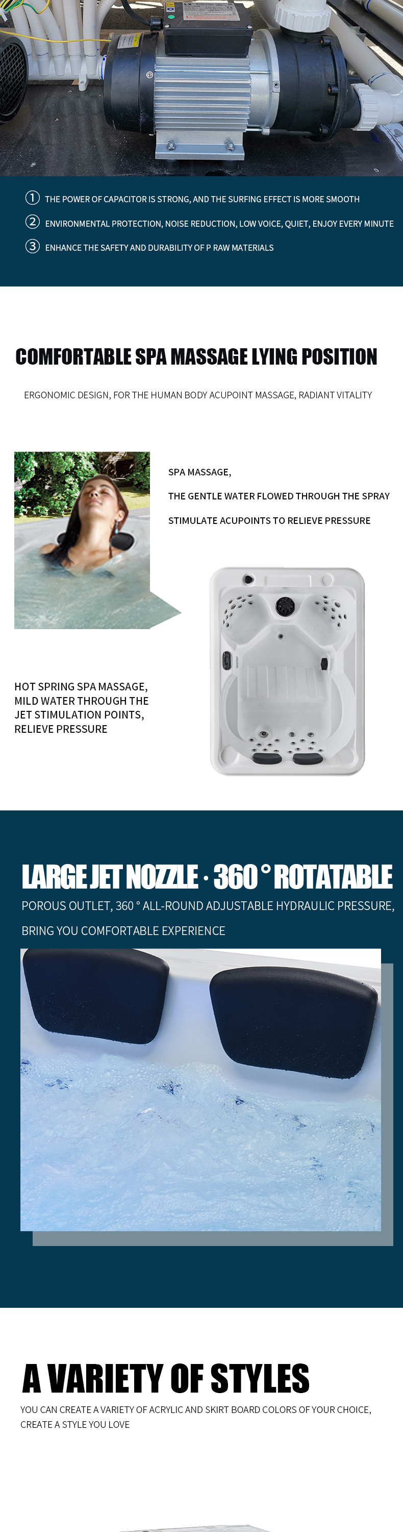 Factory Price Hotel Customized Whirlpool Massage Swimming Pool SPA with 3kw Heater