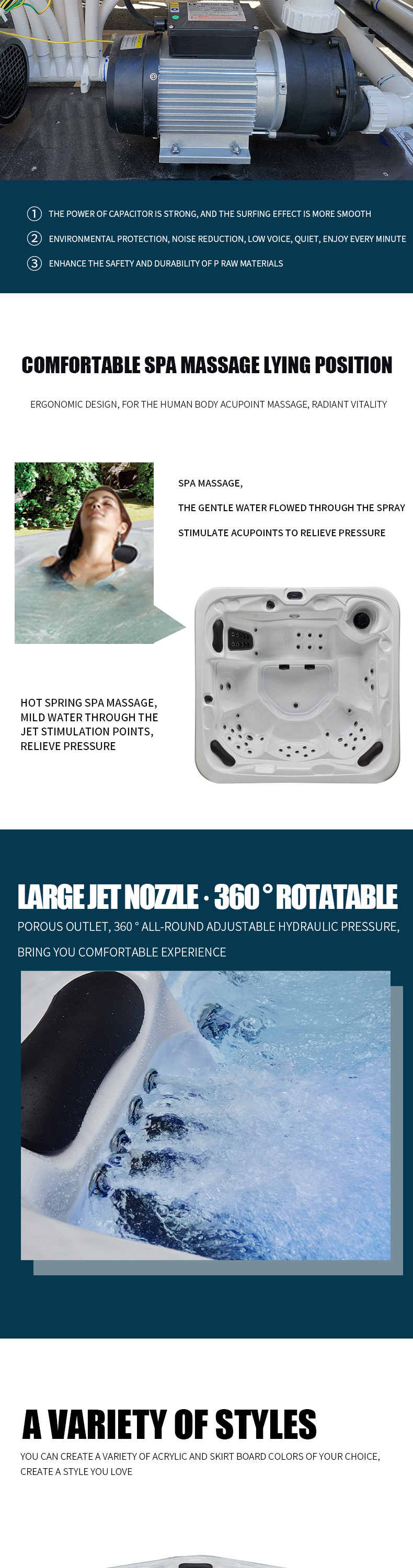 Villa Outdoor Massage Hot Tub Swim Pool SPA with 3kw Heater